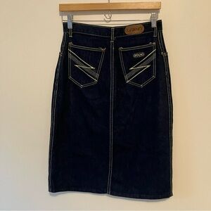 VTG Gitano Women's Skirt Denim Sz. 4 (11/12) Front Slit Straight Midi Preppy